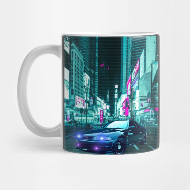 Car  City Neon Retro Synthwave by JeffDesign